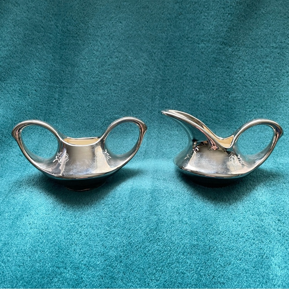 Vintage Pearl China Co. Platinum Rose Cream  Sugar